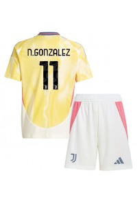 Juventus Nicolas Gonzalez #11 Jalkapallovaatteet Lasten Vieraspeliasu 2024-25 Lyhythihainen (+ Lyhyet housut)